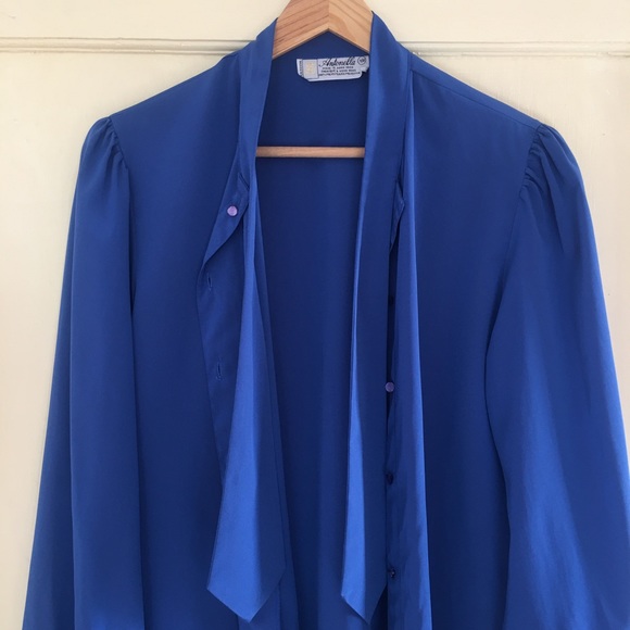 Vintage necktie blouse, sz med - Picture 8 of 10